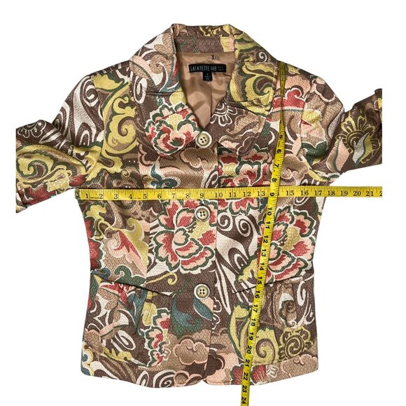 Lafayette 148 Floral Brocade Peplum Jacket Ruffle Sleeve Size 2 Fits Oversized - Picture 12 of 13